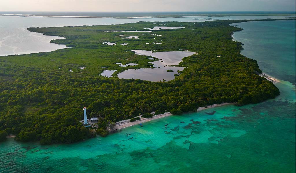 Vista aérea de la reserva de Sian Kaan