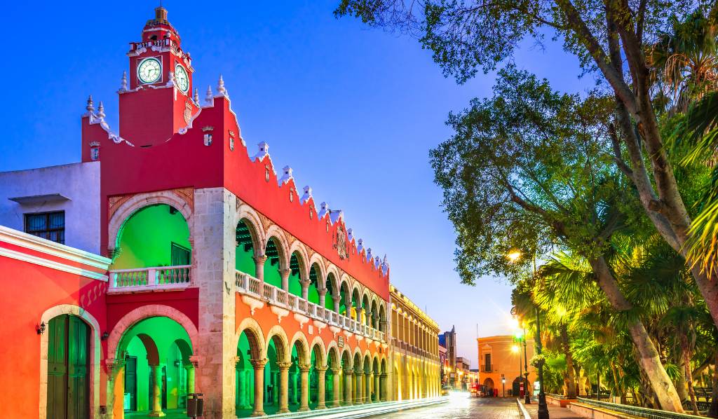 Mérida, México. Plaza Grande de la ciudad colonial española en el centro de Yucatán.