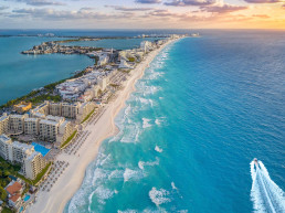 Vista aérea de Cancún, México