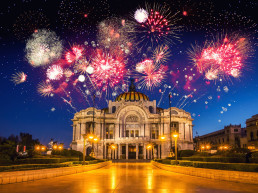 Mexico City with fireworks