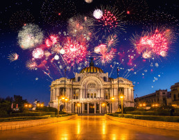 Mexico City with fireworks